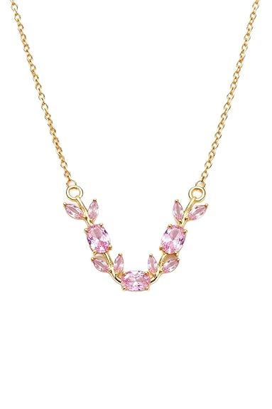 Stainless steel Tulip necklace featuring pink or Silver gems
