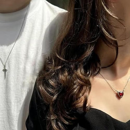Heart & Sword Silver-Toned Necklace
