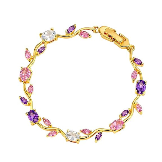 Floral Tulip Crystal Bracelet for Women