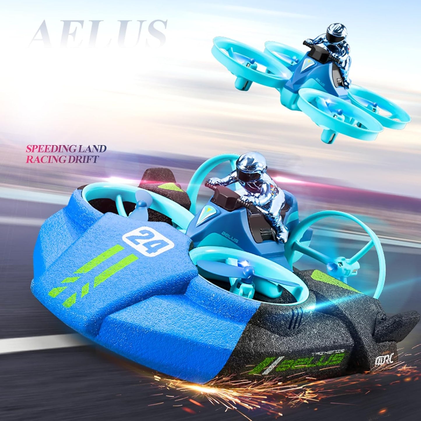 High-Speed 3-in-1 RC Hovercraft Drone Toy