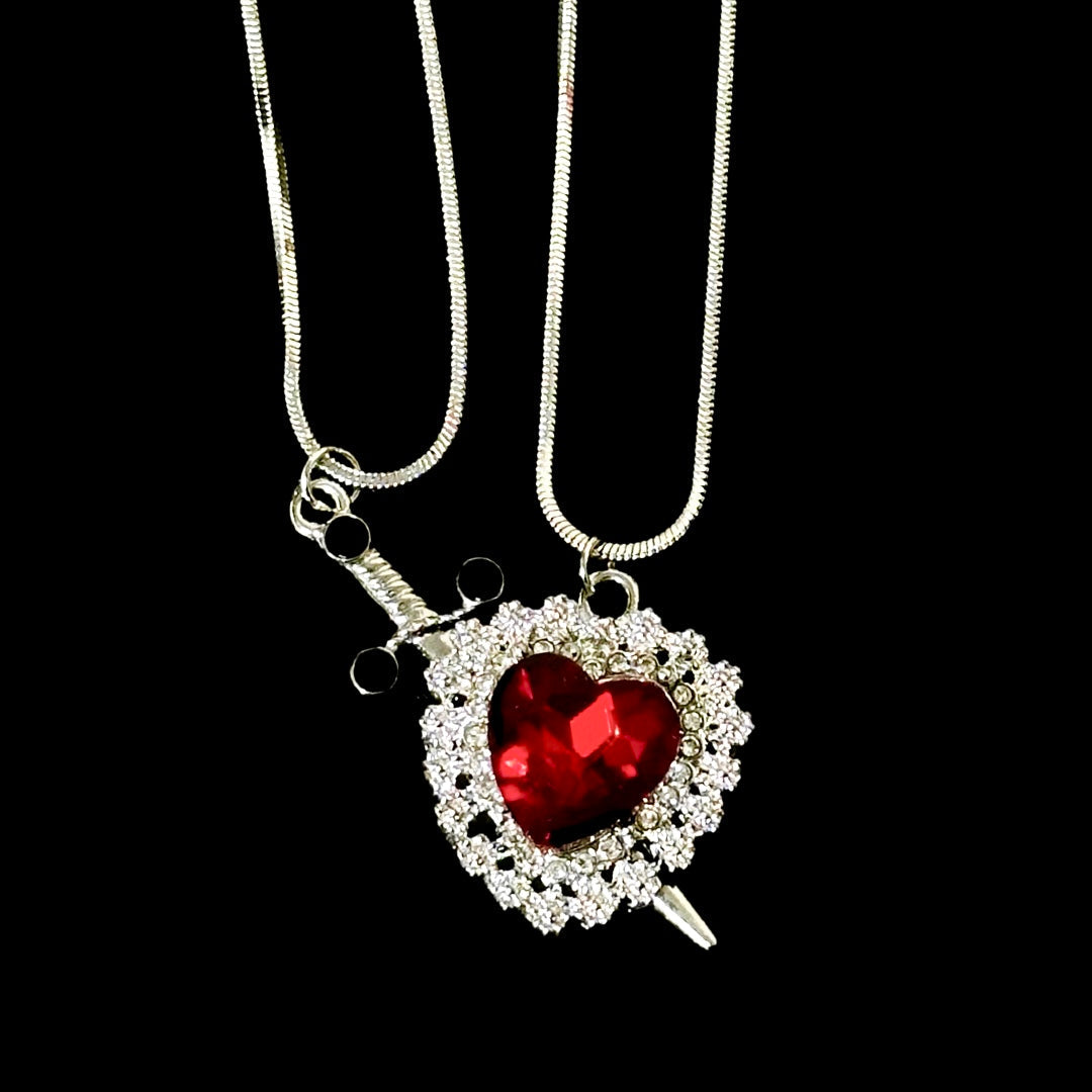 Heart & Sword Silver-Toned Necklace