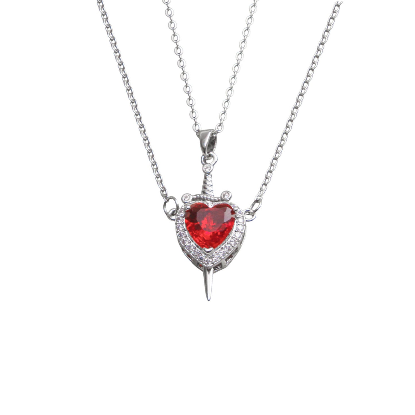 Heart & Sword Silver-Toned Necklace