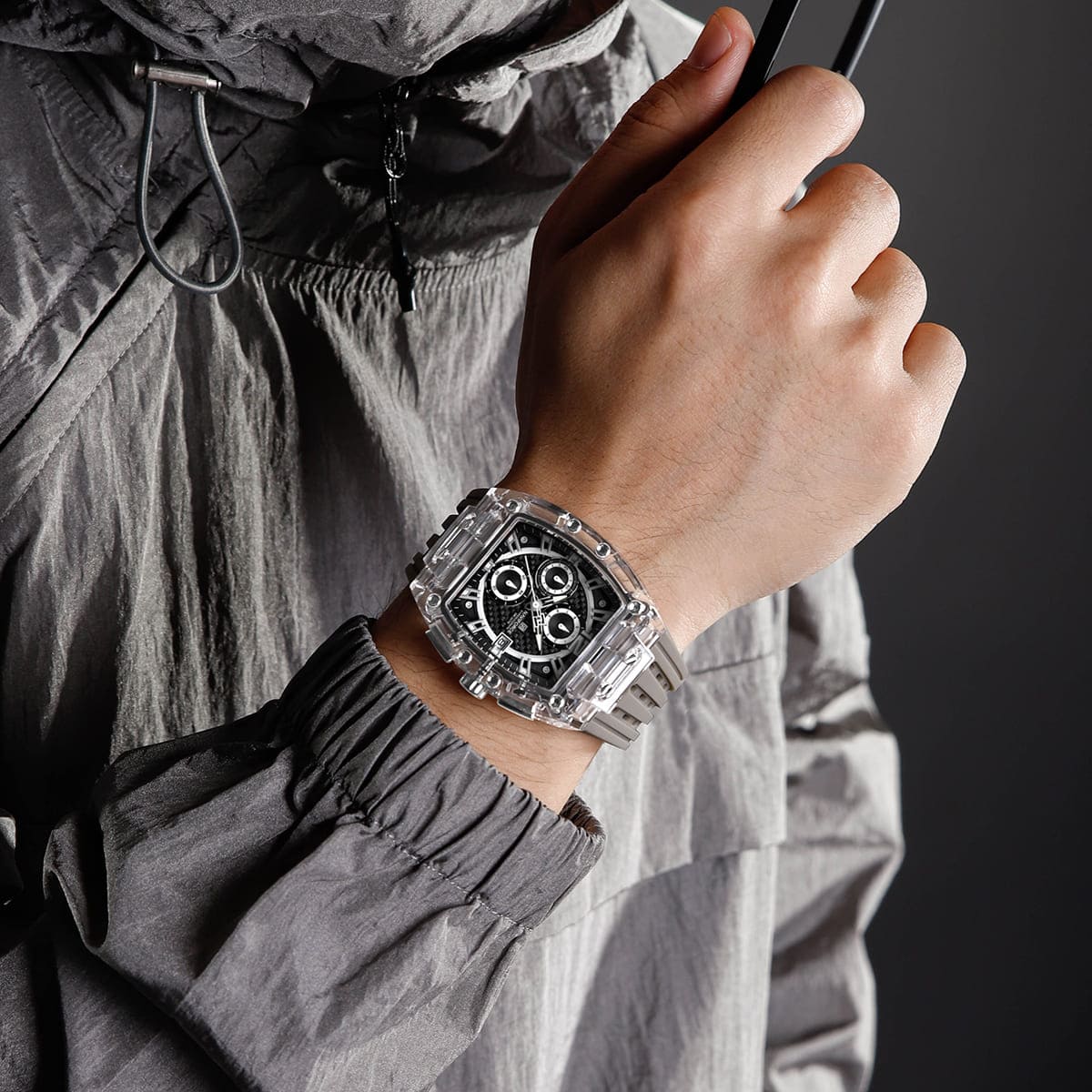 Naviforce Transparent Square Case Watch