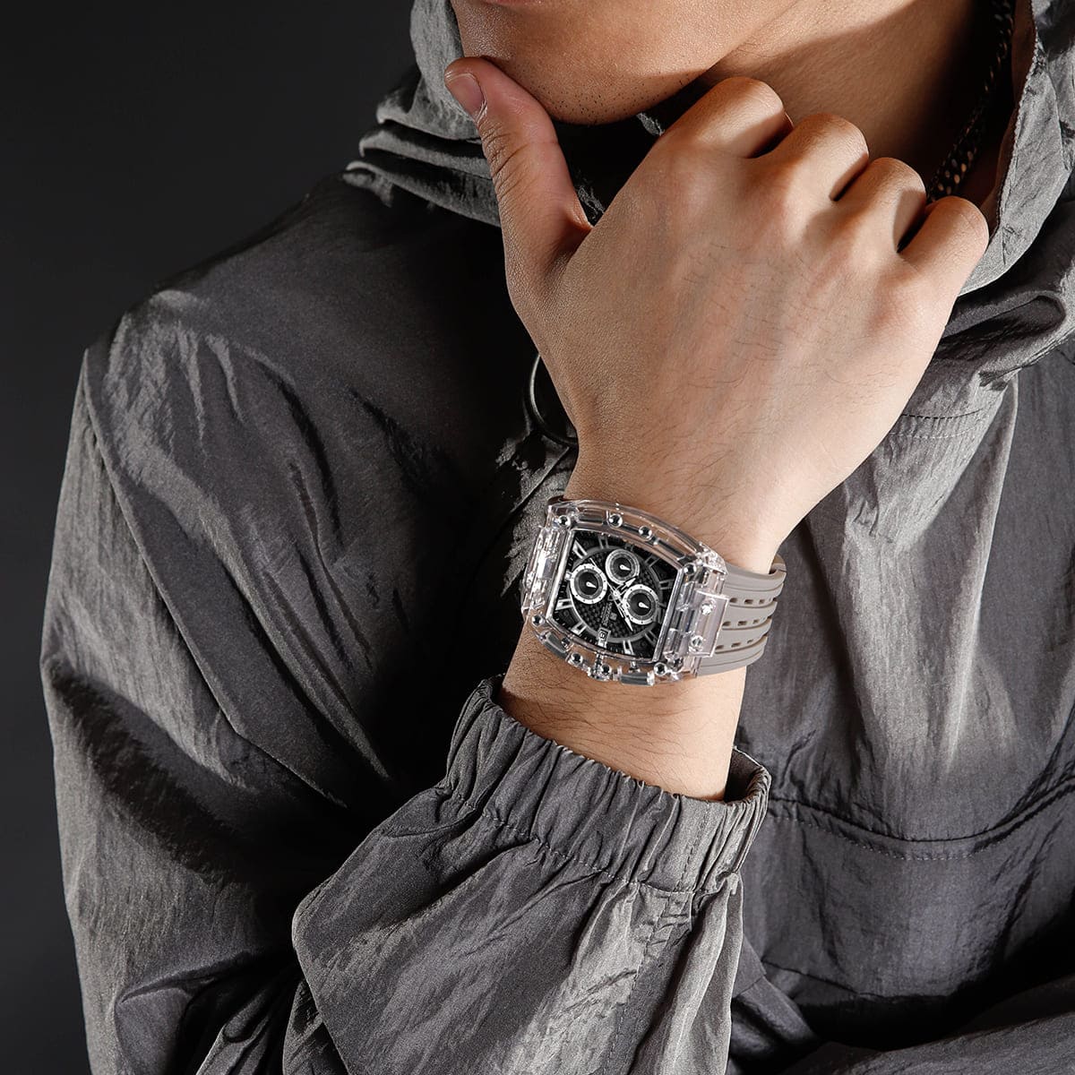 Naviforce Transparent Square Case Watch